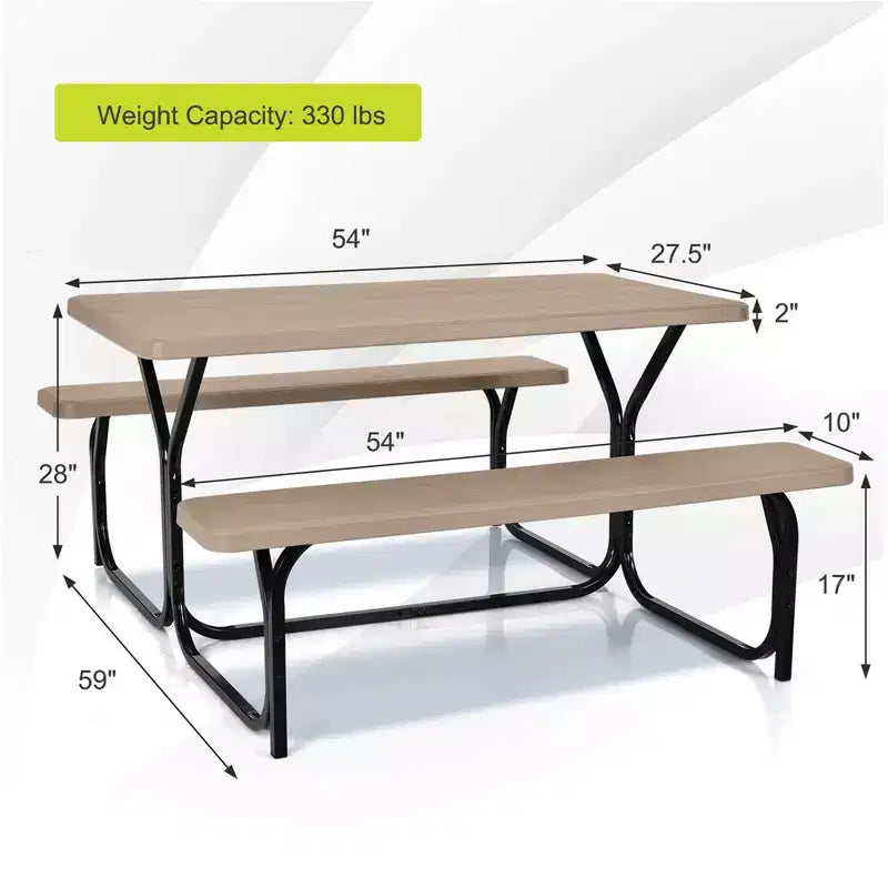 Costway Picnic Table Bench Set Outdoor Backyard Patio Garden Party Dining All Weather Black/White/Grey/Brown/Green
