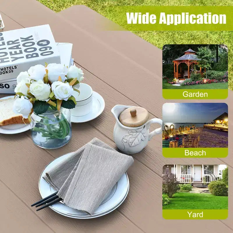 Costway Picnic Table Bench Set Outdoor Backyard Patio Garden Party Dining All Weather Black/White/Grey/Brown/Green