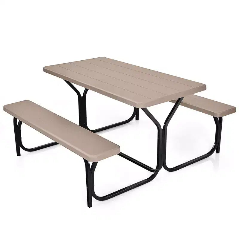 Costway Picnic Table Bench Set Outdoor Backyard Patio Garden Party Dining All Weather Black/White/Grey/Brown/Green