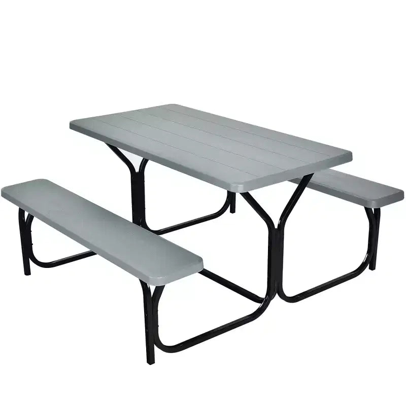 Costway Picnic Table Bench Set Outdoor Backyard Patio Garden Party Dining All Weather Black/White/Grey/Brown/Green