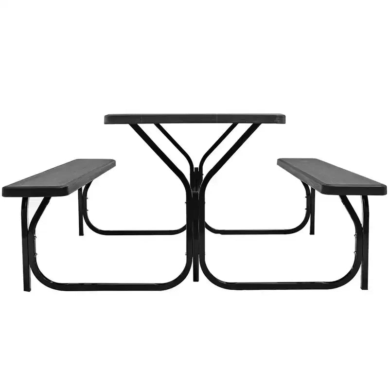 Costway Picnic Table Bench Set Outdoor Backyard Patio Garden Party Dining All Weather Black/White/Grey/Brown/Green