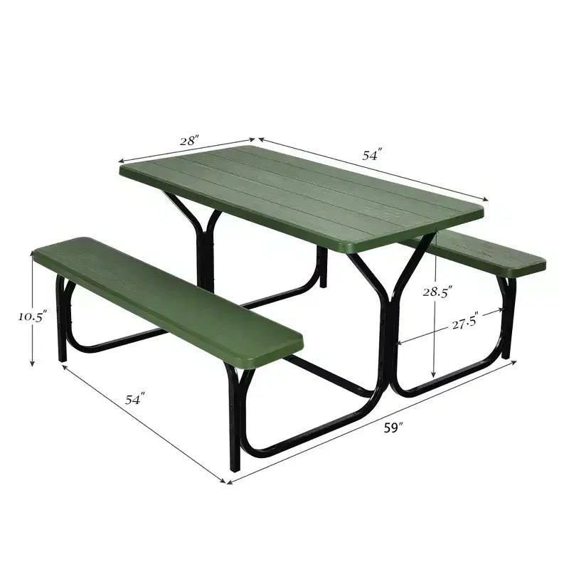 Costway Picnic Table Bench Set Outdoor Backyard Patio Garden Party Dining All Weather Black/White/Grey/Brown/Green