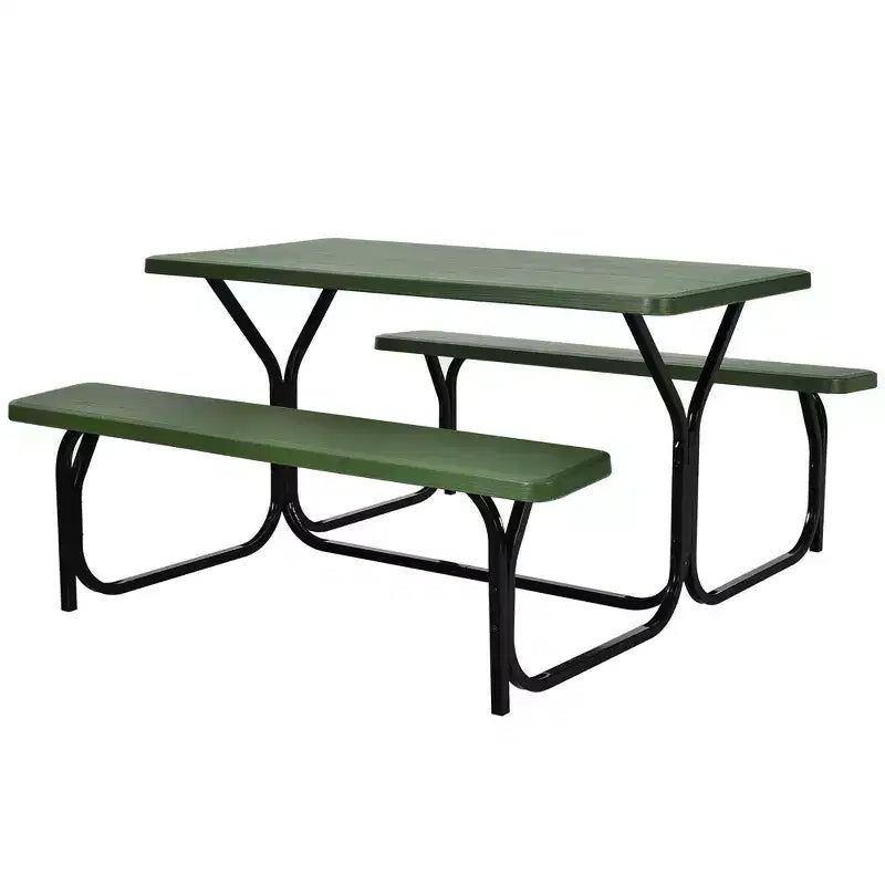 Costway Picnic Table Bench Set Outdoor Backyard Patio Garden Party Dining All Weather Black/White/Grey/Brown/Green