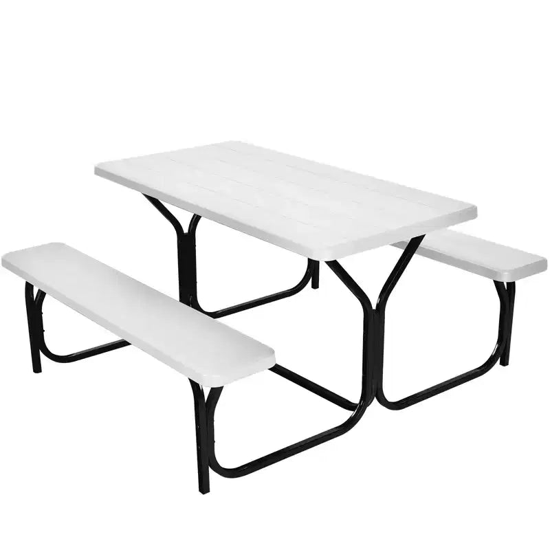 Costway Picnic Table Bench Set Outdoor Backyard Patio Garden Party Dining All Weather Black/White/Grey/Brown/Green
