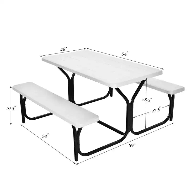 Costway Picnic Table Bench Set Outdoor Backyard Patio Garden Party Dining All Weather Black/White/Grey/Brown/Green