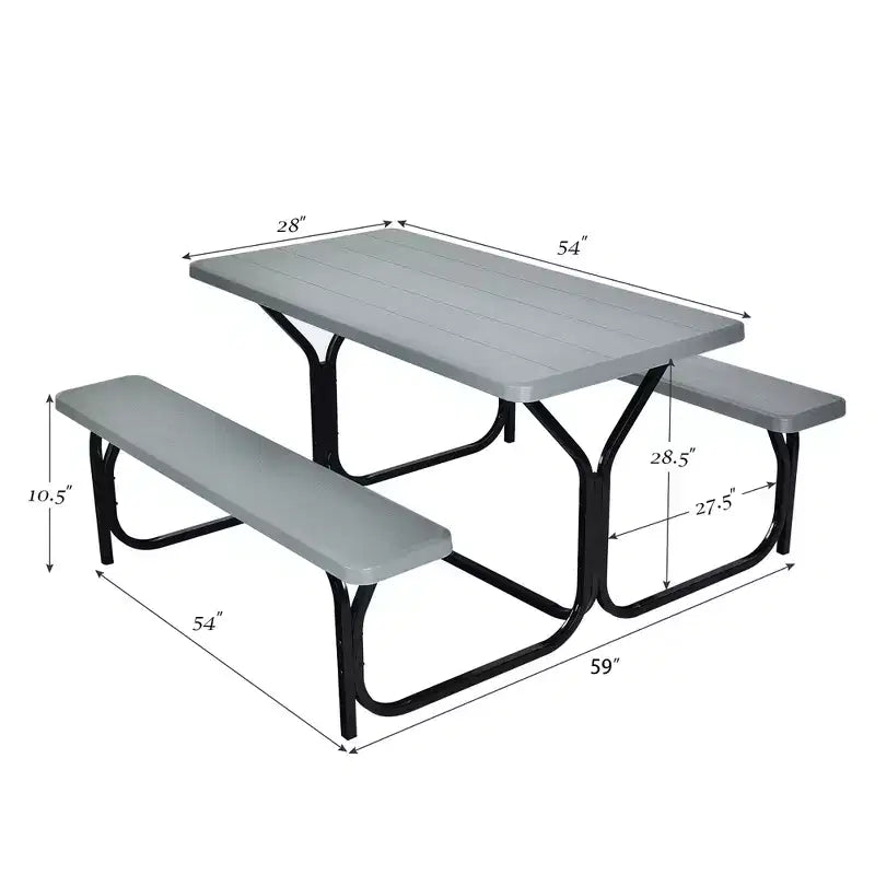 Costway Picnic Table Bench Set Outdoor Backyard Patio Garden Party Dining All Weather Black/White/Grey/Brown/Green