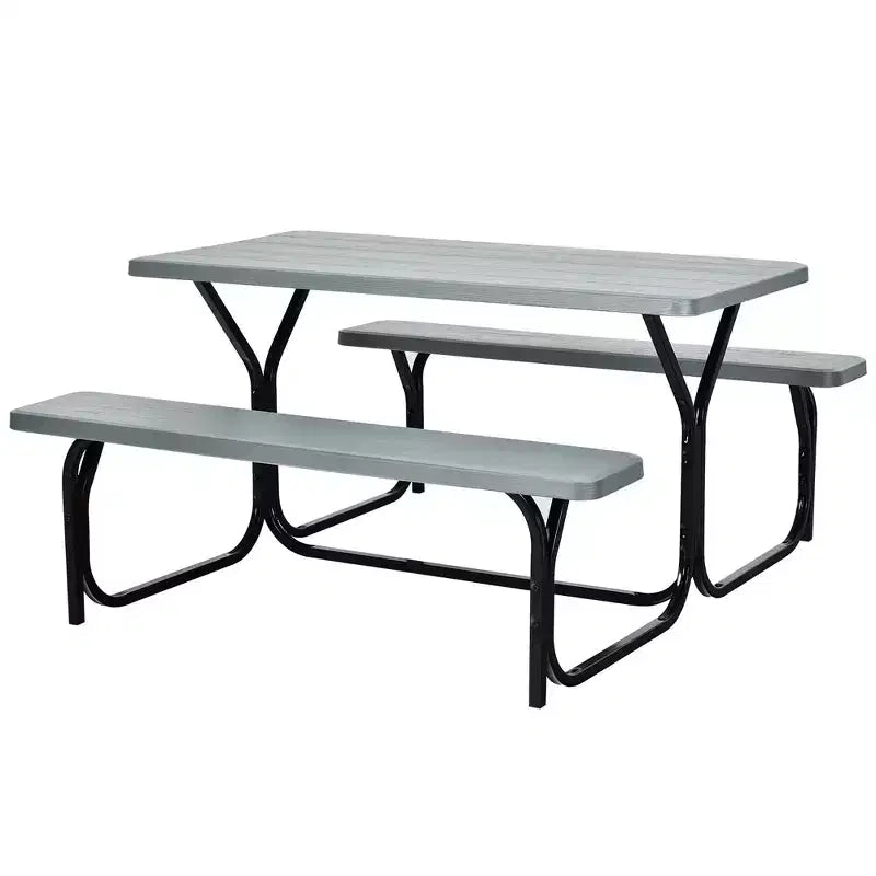 Costway Picnic Table Bench Set Outdoor Backyard Patio Garden Party Dining All Weather Black/White/Grey/Brown/Green