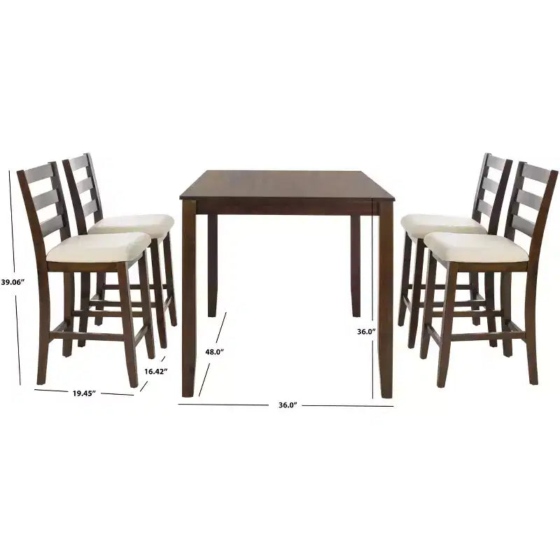 Melvin 5 Piece Pub Set - DNS9200A - Brown/Beige - Safavieh