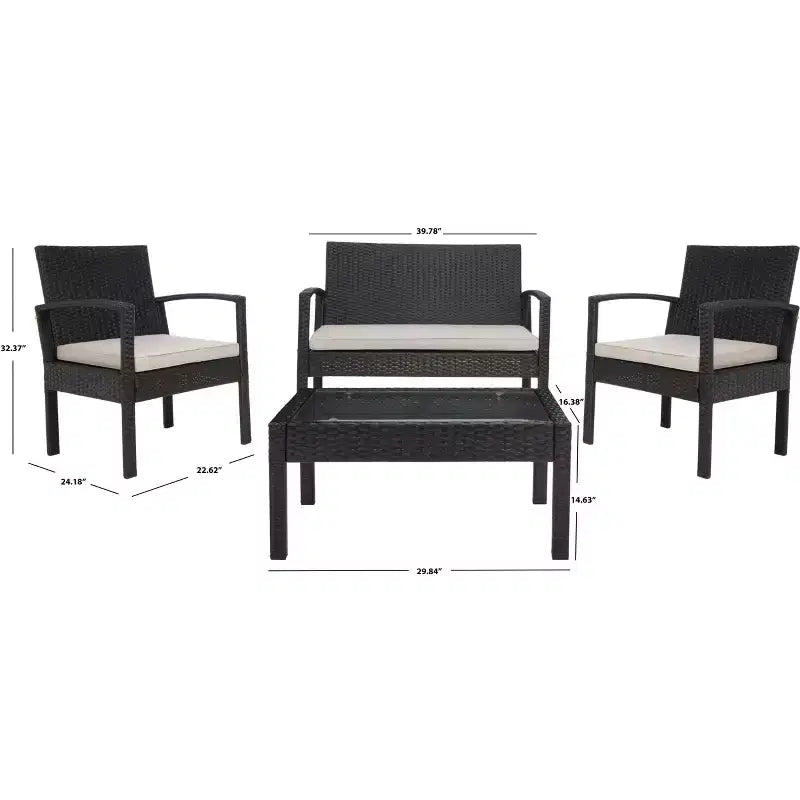Bassey 4 Piece Living Set - Indoor/Outdoor - PAT7507 - Safavieh