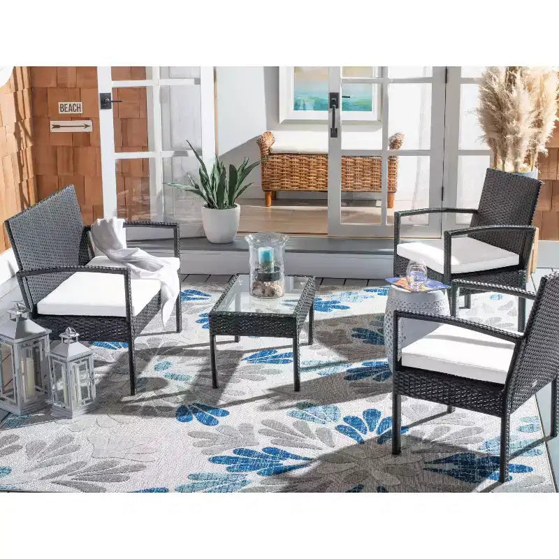 Bassey 4 Piece Living Set - Indoor/Outdoor - PAT7507 - Safavieh