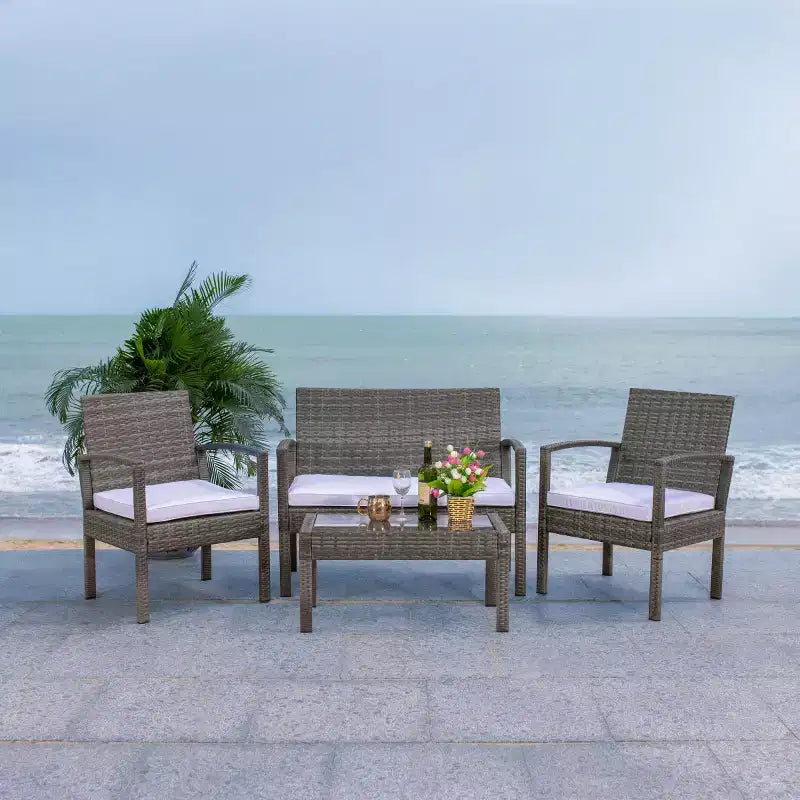 Bassey 4 Piece Living Set - Indoor/Outdoor - PAT7507 - Safavieh