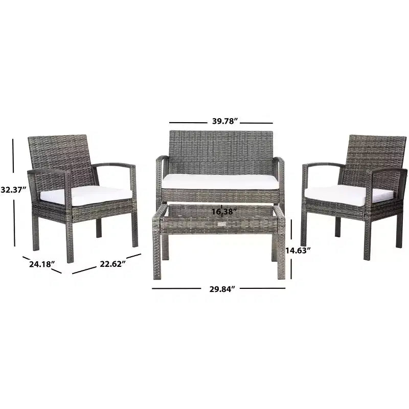 Bassey 4 Piece Living Set - Indoor/Outdoor - PAT7507 - Safavieh