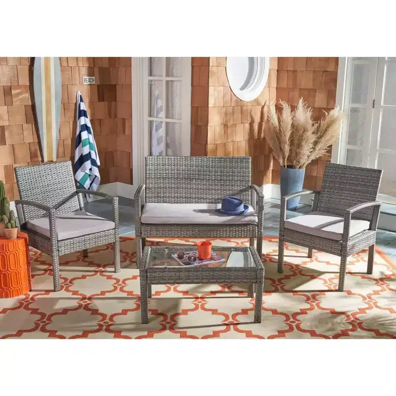 Bassey 4 Piece Living Set - Indoor/Outdoor - PAT7507 - Safavieh