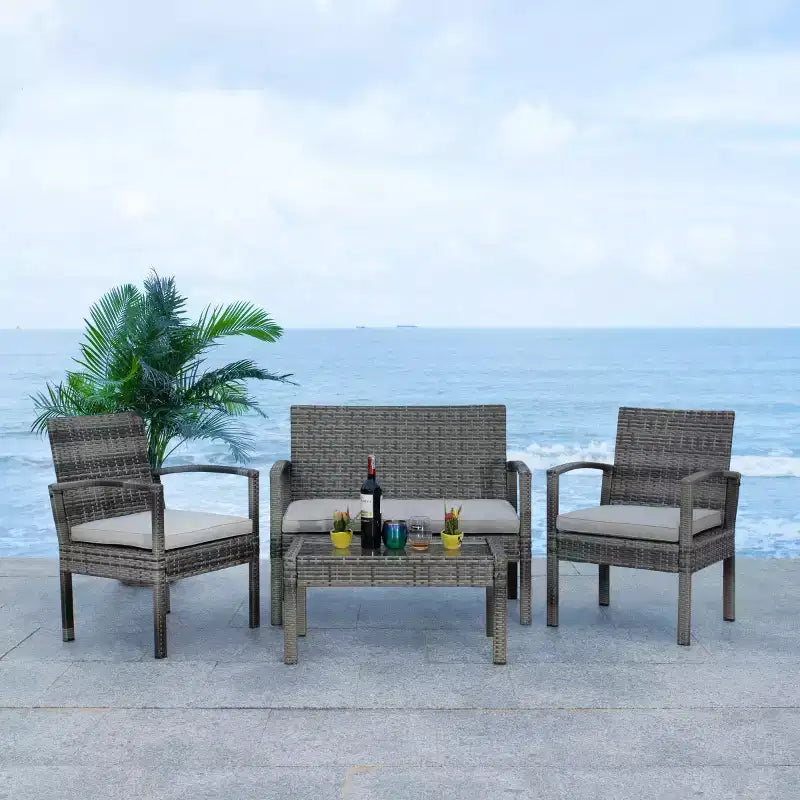 Bassey 4 Piece Living Set - Indoor/Outdoor - PAT7507 - Safavieh