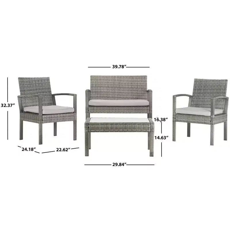 Bassey 4 Piece Living Set - Indoor/Outdoor - PAT7507 - Safavieh