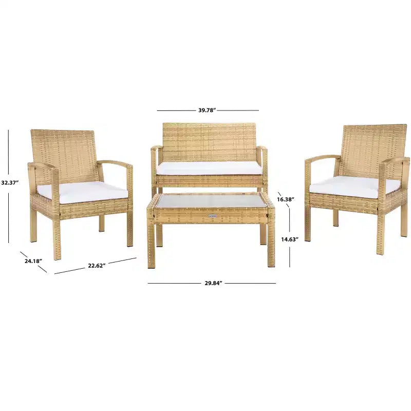 Bassey 4 Piece Living Set - Indoor/Outdoor - PAT7507 - Safavieh