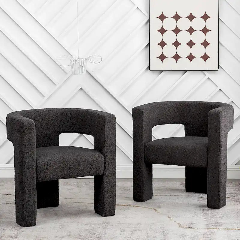 Fauteuil carré rembourré en tissu bouclé de 71 cm de large (Lot de 2)