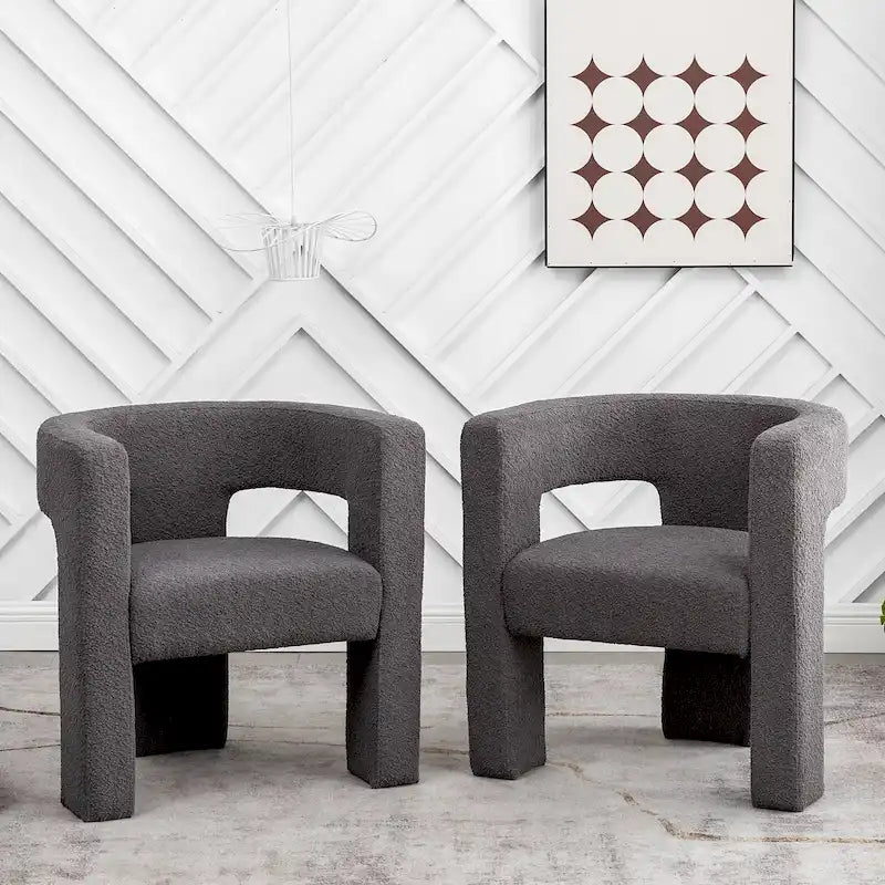 Fauteuil carré rembourré en tissu bouclé de 71 cm de large (Lot de 2)