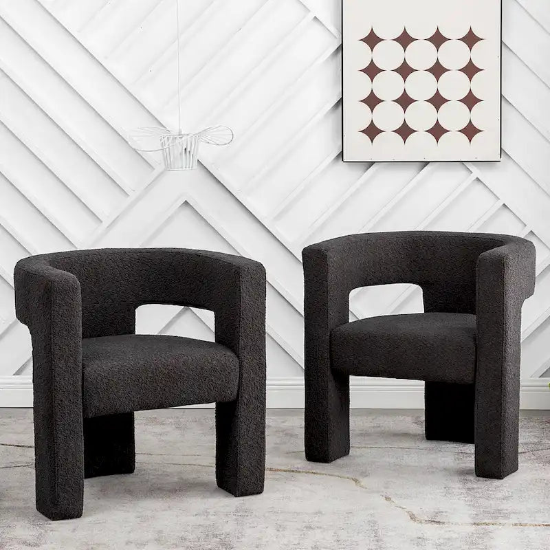 Fauteuil carré rembourré en tissu bouclé de 71 cm de large (Lot de 2)