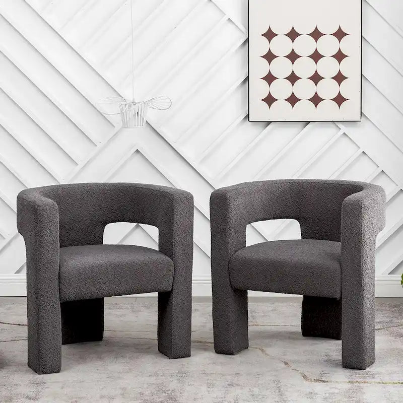 Fauteuil carré rembourré en tissu bouclé de 71 cm de large (Lot de 2)