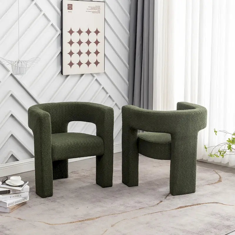 Fauteuil carré rembourré en tissu bouclé de 71 cm de large (Lot de 2)