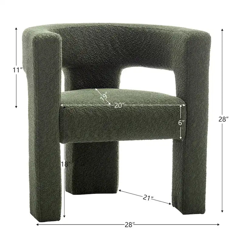 Fauteuil carré rembourré en tissu bouclé de 71 cm de large (Lot de 2)