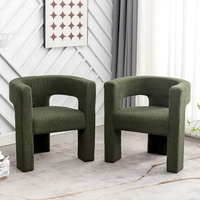 Fauteuil carré rembourré en tissu bouclé de 71 cm de large (Lot de 2)