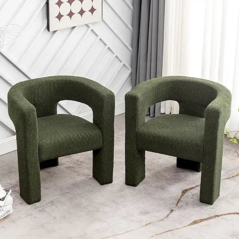 Fauteuil carré rembourré en tissu bouclé de 71 cm de large (Lot de 2)