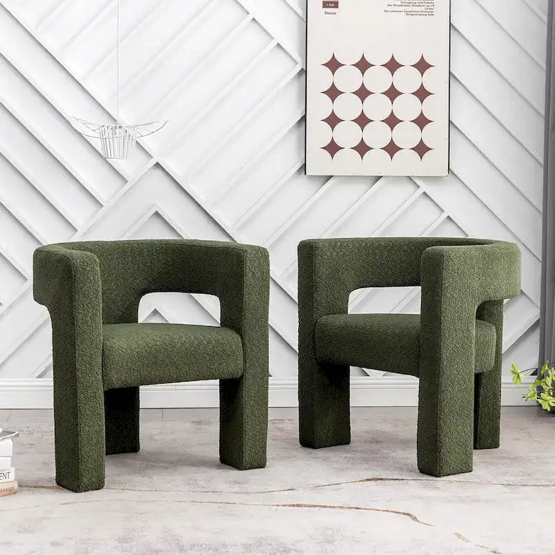 Fauteuil carré rembourré en tissu bouclé de 71 cm de large (Lot de 2)