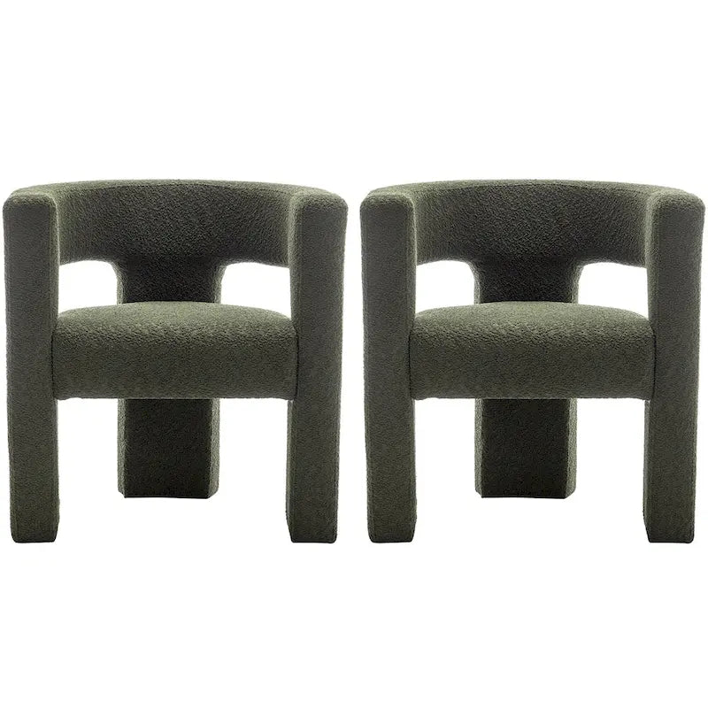 Fauteuil carré rembourré en tissu bouclé de 71 cm de large (Lot de 2)