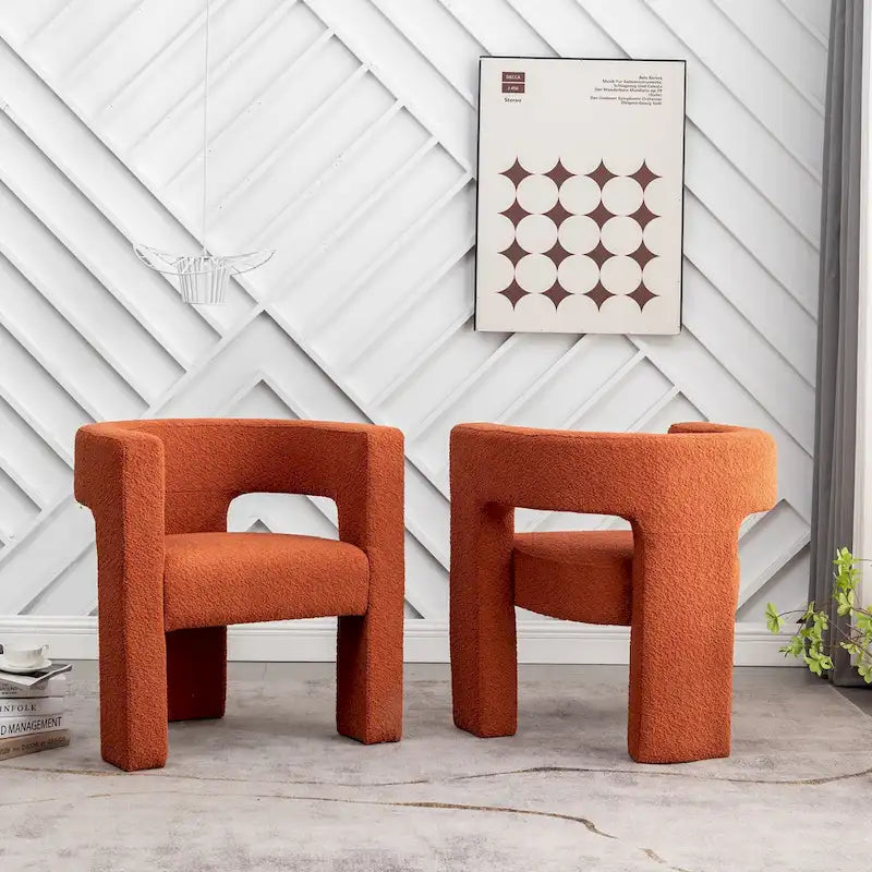 Fauteuil carré rembourré en tissu bouclé de 71 cm de large (Lot de 2)