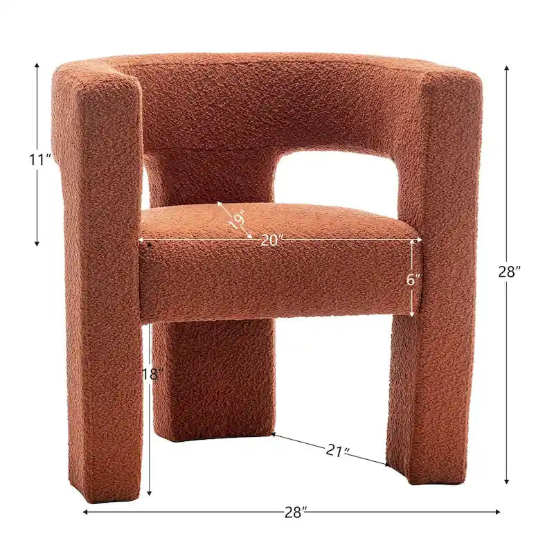 Fauteuil carré rembourré en tissu bouclé de 71 cm de large (Lot de 2)