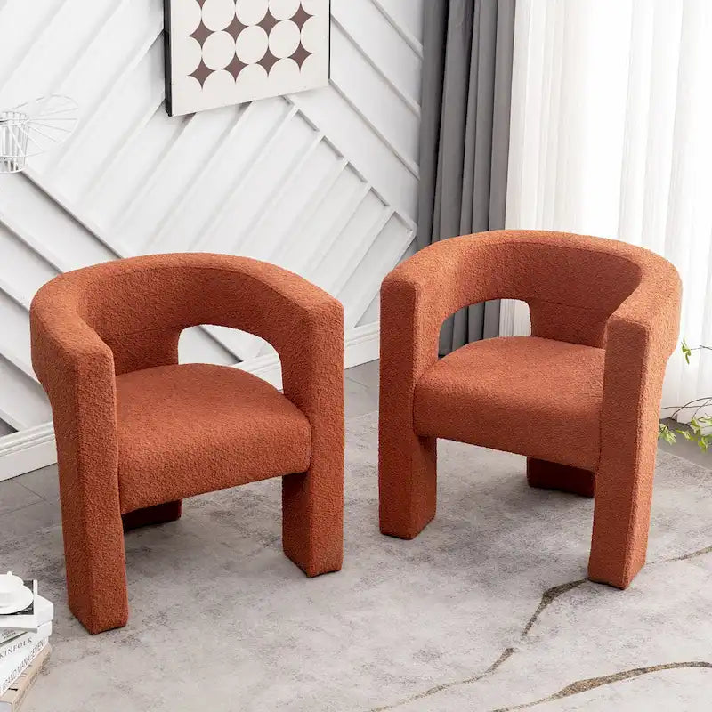 Fauteuil carré rembourré en tissu bouclé de 71 cm de large (Lot de 2)
