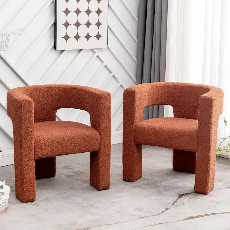 Fauteuil carré rembourré en tissu bouclé de 71 cm de large (Lot de 2)