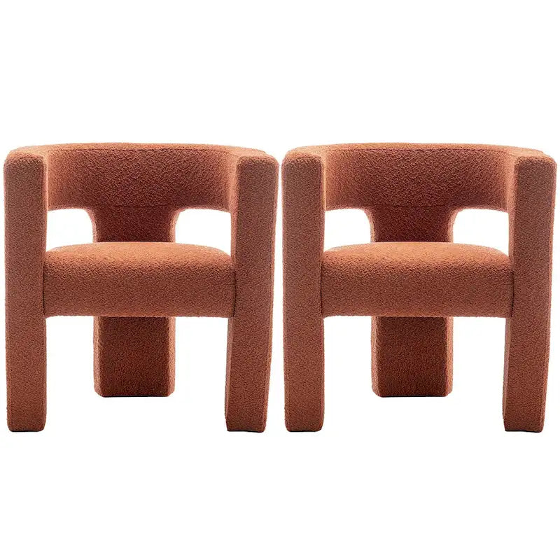 Fauteuil carré rembourré en tissu bouclé de 71 cm de large (Lot de 2)
