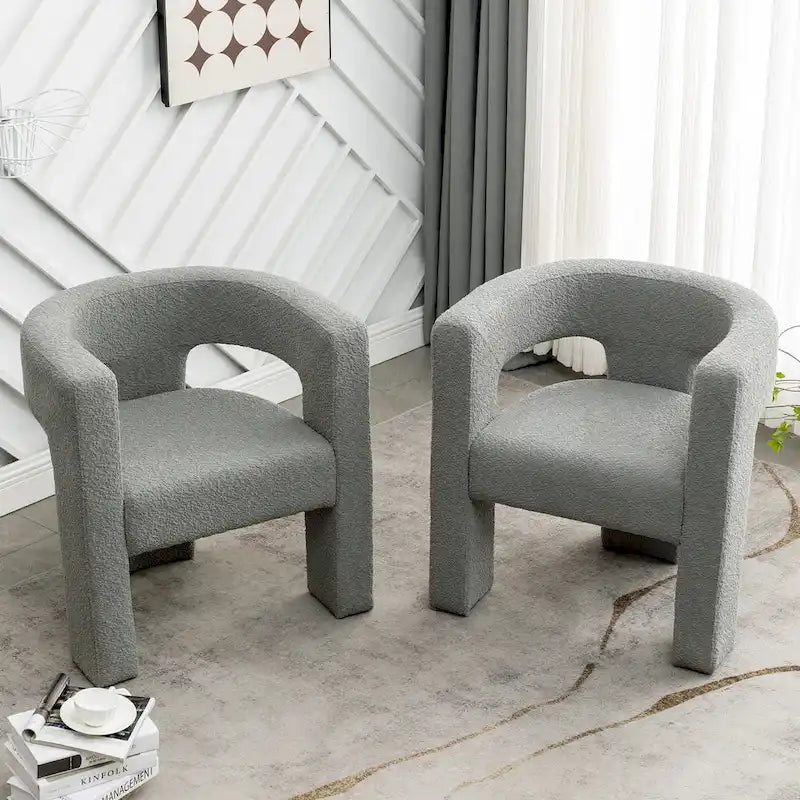 Fauteuil carré rembourré en tissu bouclé de 71 cm de large (Lot de 2)