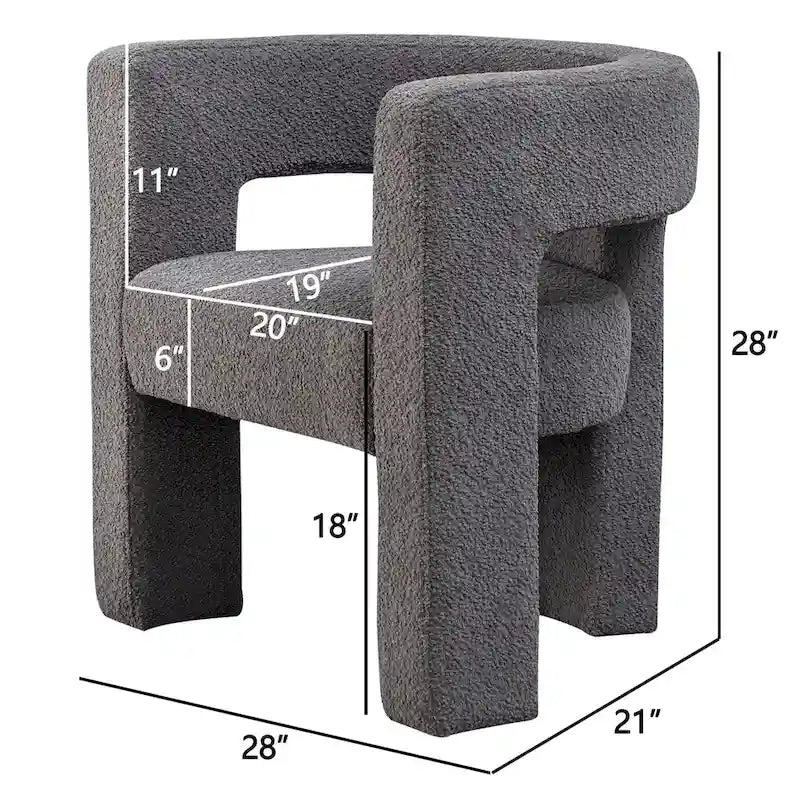 Fauteuil carré rembourré en tissu bouclé de 71 cm de large (Lot de 2)