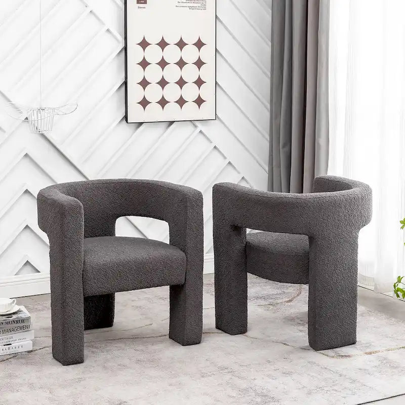 Fauteuil carré rembourré en tissu bouclé de 71 cm de large (Lot de 2)