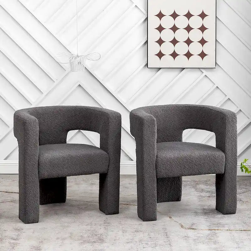 Fauteuil carré rembourré en tissu bouclé de 71 cm de large (Lot de 2)
