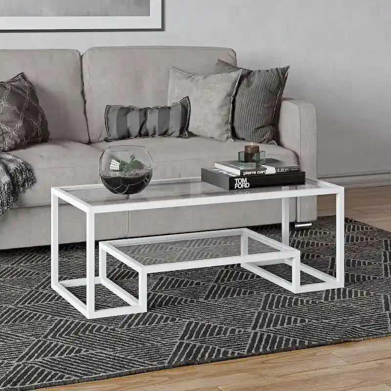 Table basse contemporaine en métal et verre