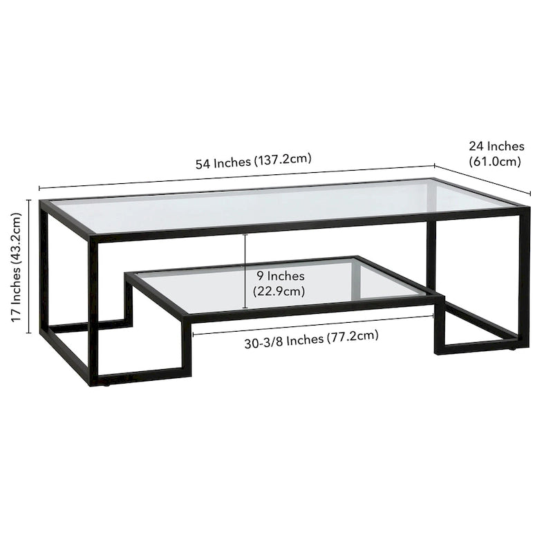 Table basse contemporaine en métal et verre