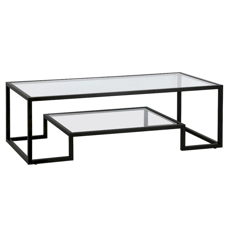 Table basse contemporaine en métal et verre