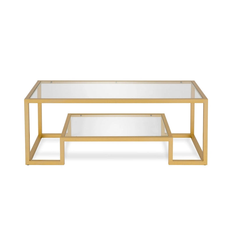Table basse contemporaine en métal et verre