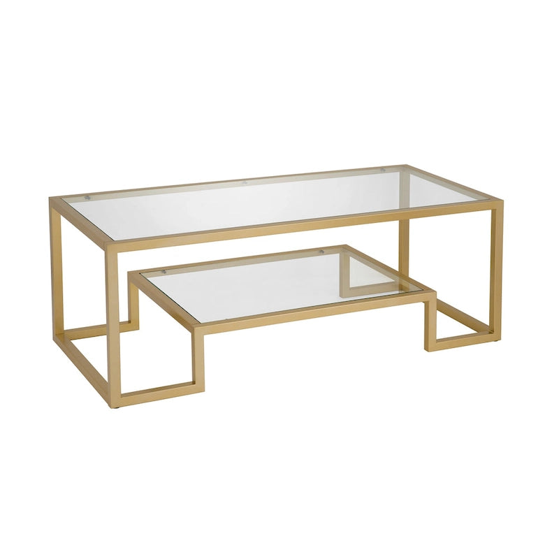 Table basse contemporaine en métal et verre