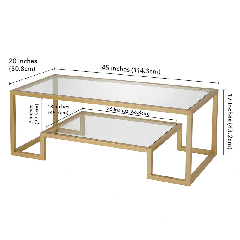 Table basse contemporaine en métal et verre