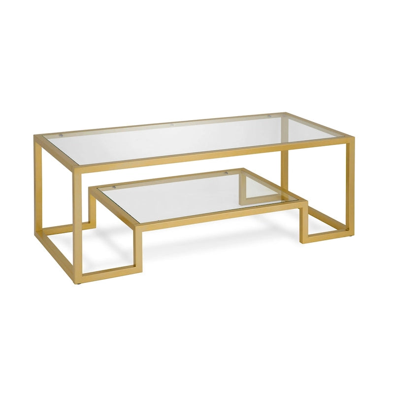 Table basse contemporaine en métal et verre