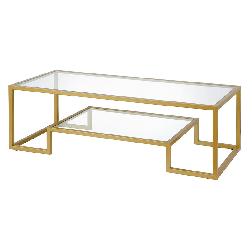 Table basse contemporaine en métal et verre