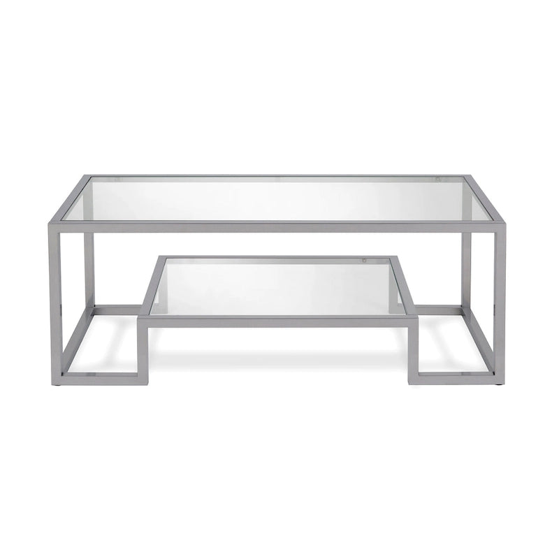 Table basse contemporaine en métal et verre