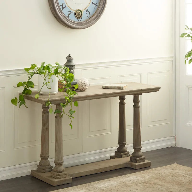 Console en bois avec accents vieillis - Brun clair - 18Px52Lx30H
