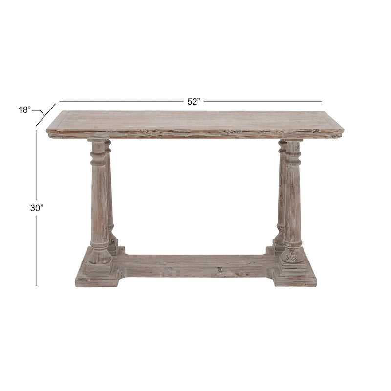 Console en bois avec accents vieillis - Brun clair - 18Px52Lx30H